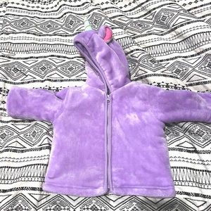 New 6M Baby Girl Purple Unicorn Fuzzy Hooded Jacket Fall Winter